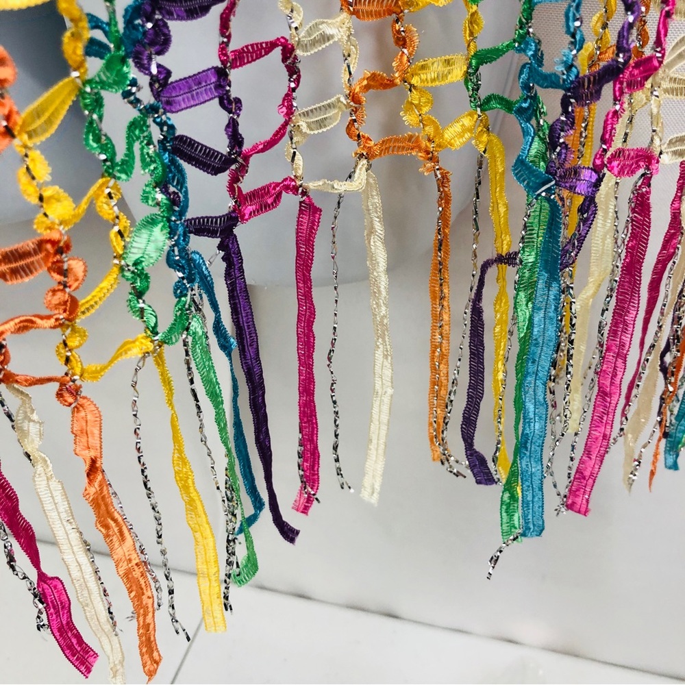 Beautiful Ribbon Metallic Fringe Scarf - Picture 4 of 7